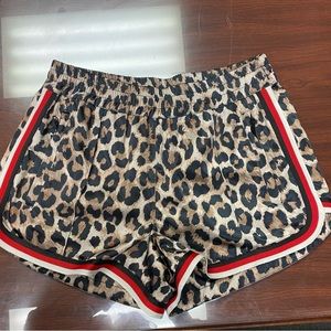 NWOT Pam & Gela satin leopard print shorts. Size M.
